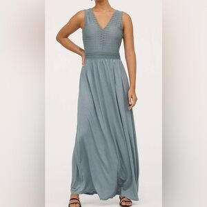 NWT H&M Elegant Blue/Gray Sleeveless Maxi Dress size Small